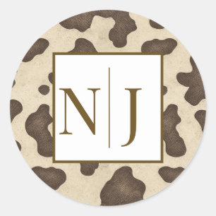 Rustieke bruine koeienprint landelijke western rod ronde sticker