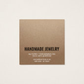 Rustieke bruine kraft papier handgemaakte stud ear vierkante visitekaartjes (Achterkant)