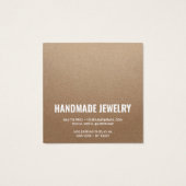 Rustieke bruine kraft witte handgemaakte oorbel vierkante visitekaartjes (Achterkant)