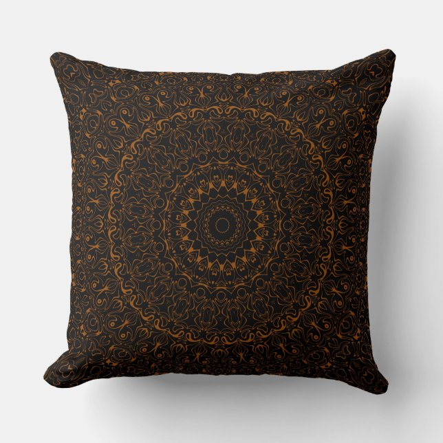 Rustieke bruine mandala met westerse charme kussen (Voorkant)