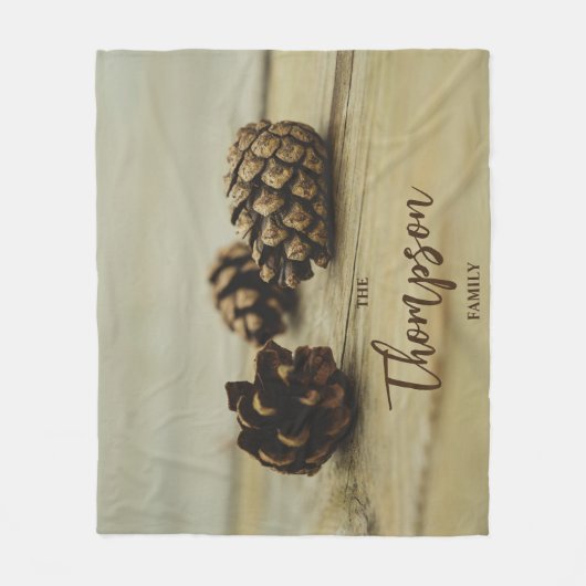 Rustieke Bruine Pinecones Herfst Foto Aangepaste N Fleece Deken (Voorkant)