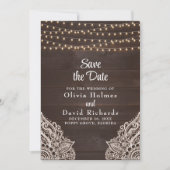 Rustieke bruine slingerlicht Save the Date kaart (Voorkant)