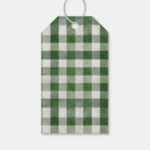 Rustieke bruine teddybeer groen geruit kerstfeest cadeaulabel (Achterkant)