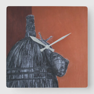 Rustieke Bruine Tekening Vierkante Wandklok