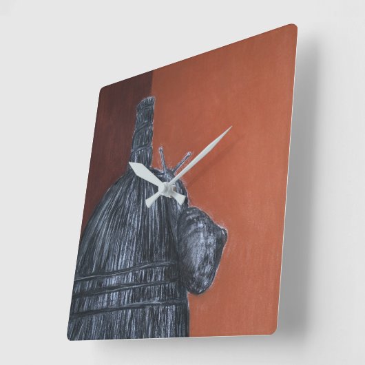 Rustieke Bruine Tekening Vierkante Wandklok (Hoek)