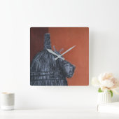 Rustieke Bruine Tekening Vierkante Wandklok (Huis)