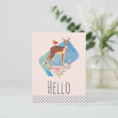 Rustieke Bruine Waterverf Hallo Herten op Peach Briefkaart (Staand voorkant)