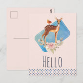 Rustieke Bruine Waterverf Hallo Herten op Peach Briefkaart (Voorkant / Achterkant)