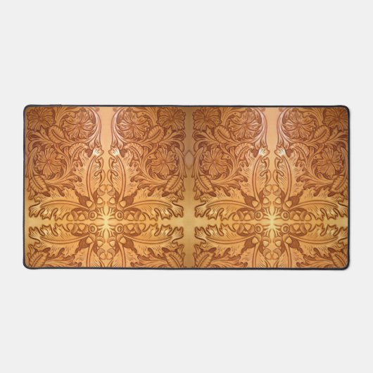 Rustieke bruine westerne land lederen print bureaumat (Voorkant)