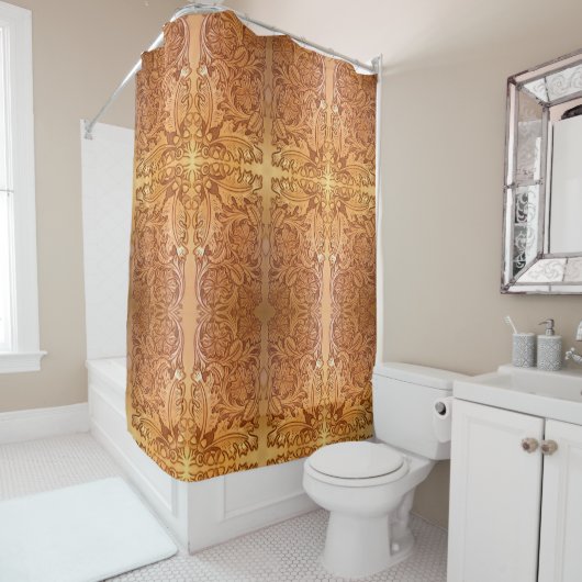 Rustieke bruine westerne land lederen print douchegordijn (In situ)