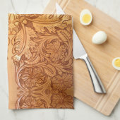 Rustieke bruine westerne land lederen print theedoek (Quarter Fold)