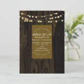 Rustieke Bruine Whimsical Houten Lichtjes Bruidsdo Kaart (Staand voorkant)