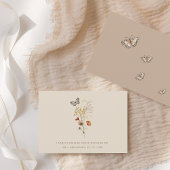 Rustieke Bruine Wildbloemen en Vlinders Bruiloft Bedankkaart