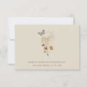 Rustieke Bruine Wildbloemen en Vlinders Bruiloft Bedankkaart (Voorkant)