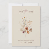 Rustieke Bruine Wildbloemen en Vlinders Bruiloft Save The Date (Voorkant)