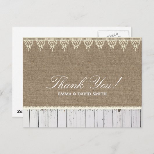 Rustieke Brulap & Wood Stripes Dank u Briefkaart (Voorkant / Achterkant)