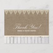 Rustieke Brulap & Wood Stripes Dank u Briefkaart (Voorkant)