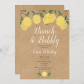 Rustieke brunch en bruisende citroen bruidsontbijt kaart (Voorkant / Achterkant)