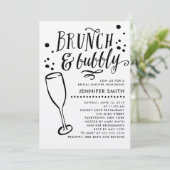 Rustieke brunch en bubbelige bruids douche uitnodi kaart (Staand voorkant)
