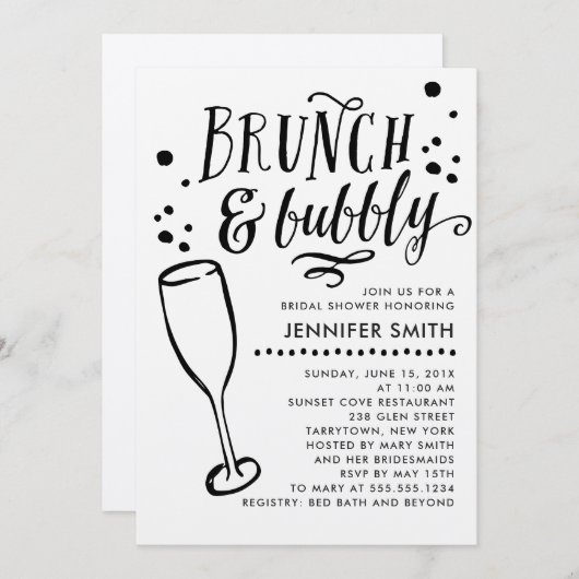 Rustieke brunch en bubbelige bruids douche uitnodi kaart (Voorkant / Achterkant)
