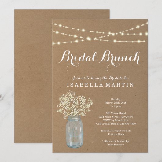 Rustieke brunch uitnodiging (Voorkant / Achterkant)