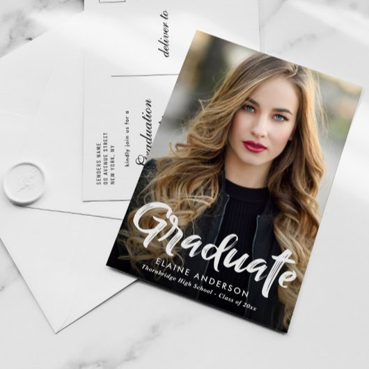 Rustieke Brush belettering afstuderen uitnodiging
