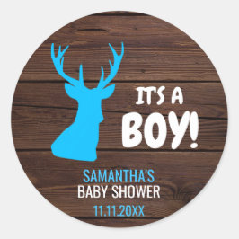 Rustieke Buck Deer Boy Theme Baby shower Envelope Ronde Sticker