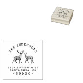 Rustieke Buck & Doe Familienaam Retouradres Rubberstempel (Gestempeld)