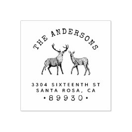 Rustieke Buck & Doe Familienaam Retouradres Rubberstempel