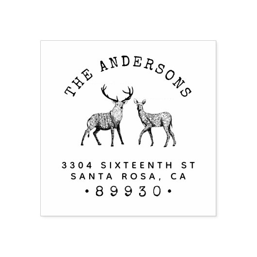 Rustieke Buck & Doe Familienaam Retouradres Rubberstempel (Afrduk)