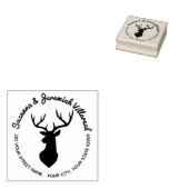 Rustieke Buck Herten Hoofd Familienaam Adres Rubberstempel (Gestempeld)