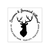 Rustieke Buck Herten Hoofd Familienaam Adres Rubberstempel (Afrduk)