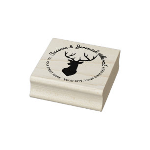 Rustieke Buck Herten Hoofd Familienaam Adres Rubberstempel