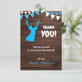 Rustieke Buck Theme Boy DANK U baby shower Bedankkaart (Staand voorkant)