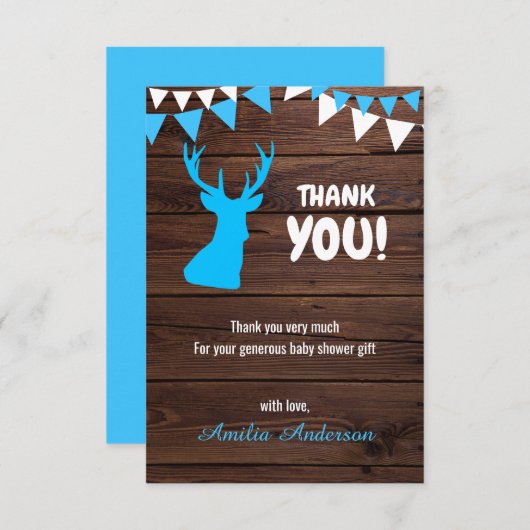 Rustieke Buck Theme Boy DANK U baby shower Bedankkaart (Voorkant / Achterkant)