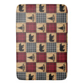 Rustieke Buffalo Check Beren Bomen Hout Rood Zwart Badmat (Voorkant Verticaal)