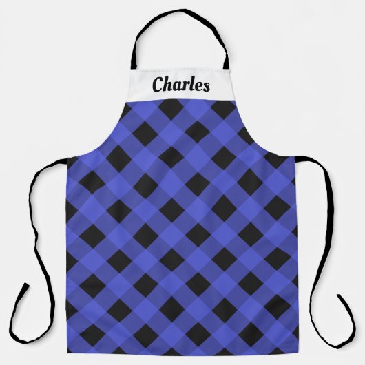 Rustieke Buffalo Check Blue Christmas Kitchen Schort (Voorkant)