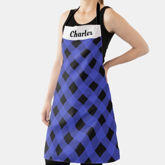 Rustieke Buffalo Check Blue Christmas Kitchen Schort (Insitu)