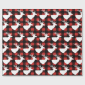 Rustieke Buffalo Check geruite & witte herten Cadeaupapier (Vlak)