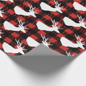 Rustieke Buffalo Check geruite & witte herten Cadeaupapier (Hoek)