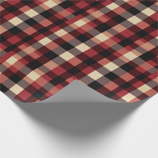 Rustieke Buffalo Check in Rood Bruin Ivoor & Zwart Cadeaupapier (Hoek)