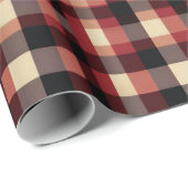 Rustieke Buffalo Check in Rood Bruin Ivoor & Zwart Cadeaupapier (Rol Hoek)