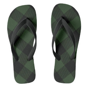 Rustieke Buffalo Check Keltisch Groen Zwart Teenslippers