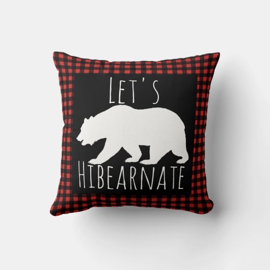 Rustieke Buffalo Check Plaid Laten we Hibearnate B Kussen (Achterkant)