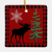 Rustieke Buffalo geruite Eland Hut Kerst Decoratie (Voorkant)