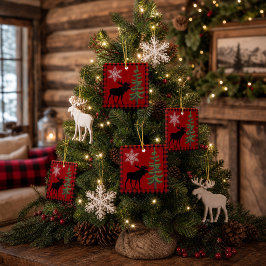 Rustieke Buffalo geruite Eland Hut Kerst Decoratie