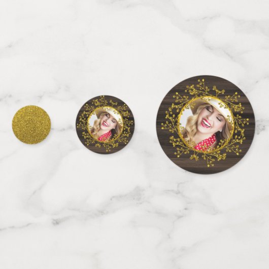 Rustieke Buffalo geruite FOTO Goud Rode Monogram Confetti (Achterkanten)