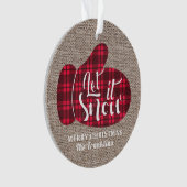 Rustieke Buffalo geruite jute 'Laat het sneeuwen' Ornament (voorkant)