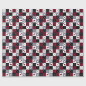 Rustieke Buffalo geruite patchwork rood wit Kerstm Cadeaupapier (Vlak)