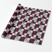 Rustieke Buffalo geruite patchwork rood wit Kerstm Cadeaupapier (Uitgerold)